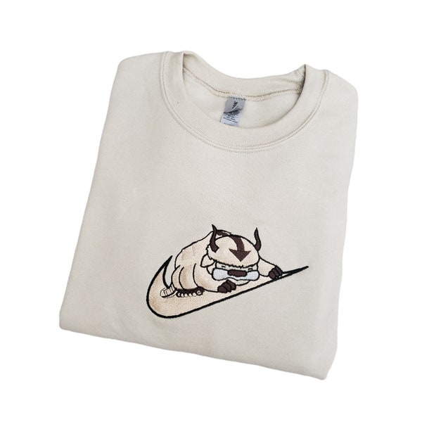 Appa Embroidered Sweatshirt / Hoodie, Bison custom design sweatshirt, yip yip sweatshirt, Hoodie, Anime sweatshirt
