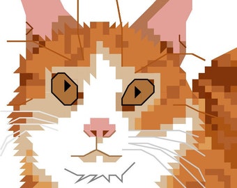 4 "x6" - Retrato de mascota personalizado PDF Patrón de punto de cruz