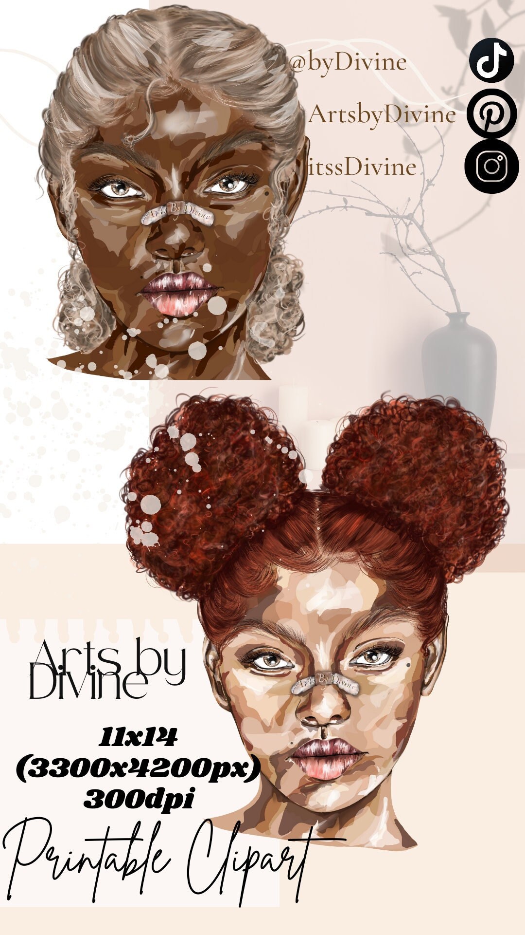 Black Woman Clip Art, Wall Print, SVG, Fashion Clip Art, Illustration ...
