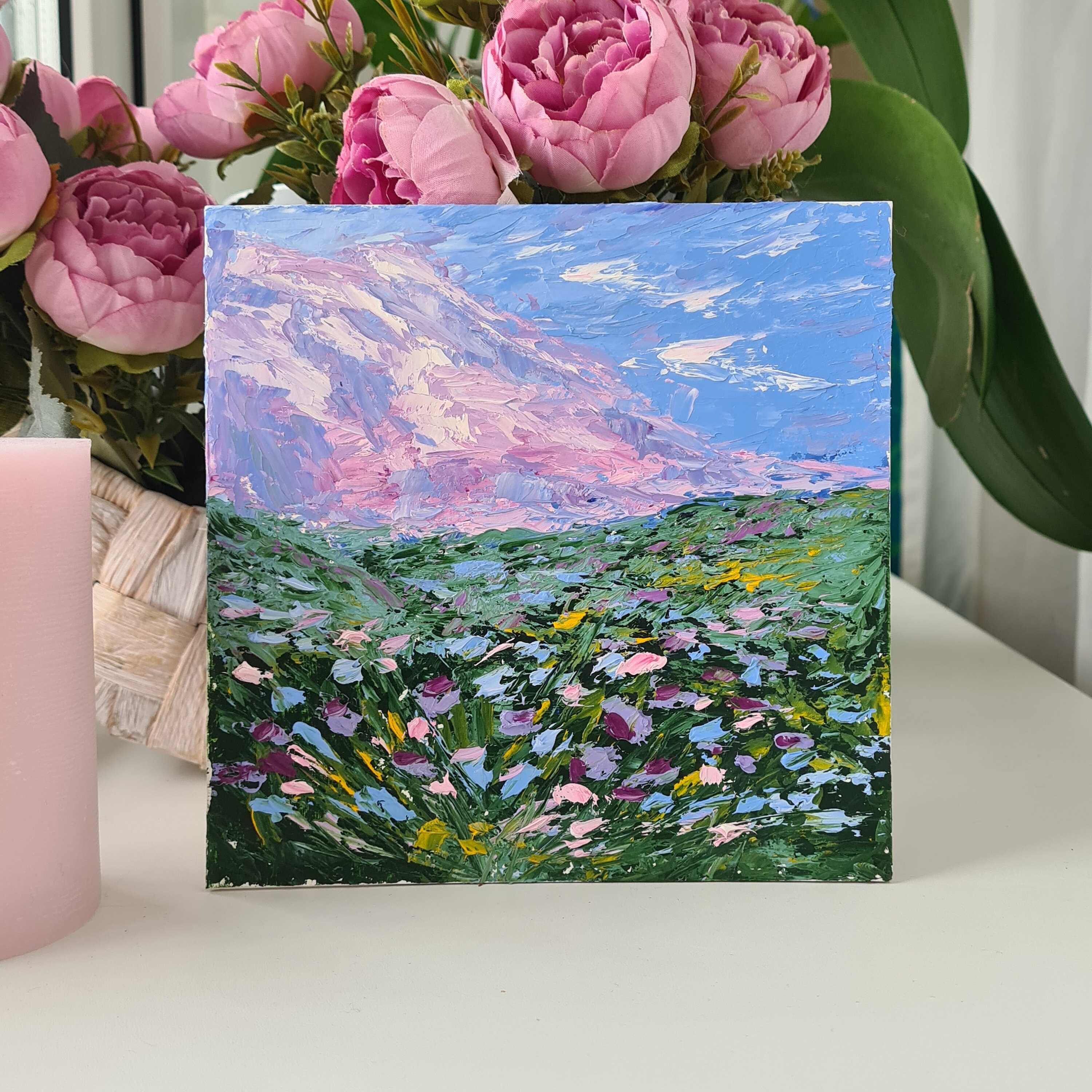 Wiese Malerei Berg Landschaft Malerei Original Ölgemälde | Etsy