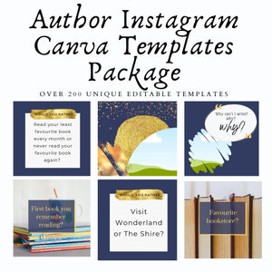 Author/writer Instagram Canva templates Package-editable canva templates