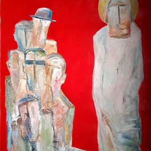 Original oil painting, abstract artwork, modernism painting, artist Kryukov, one of kind