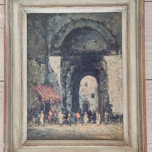 Original Oil Painting,Framed Cityscape Vintage Artwork,European Artist,One Of Kind