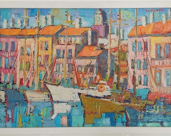 アンティーク海景油絵：ヨーロッパの画家 M. カンペナー、1932年