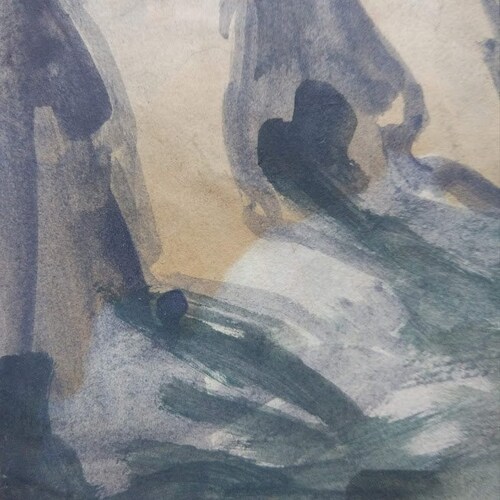 Vintage Watercolor Leda And The Swan Artist Pavlov Viktor Odessa Ukraine original painting art shops work & collectibles Abstract Drawing
