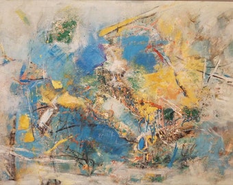Original Oil painting/Vintage Abstract art work/Artist Kryukov/Art&collectibles/Home decor/Sea deep Picture