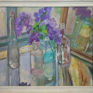 Pintura original, Obra de arte de Stillife, Témpera en la tarjeta, Bellas artes europeas, Artista ucraniano, Único en su tipo