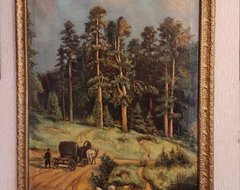 Vintage Oil Painting, Original Landscape Artwork,Oil on Canvas Artwork,Wood painting,Ukrainian artist,One of kind