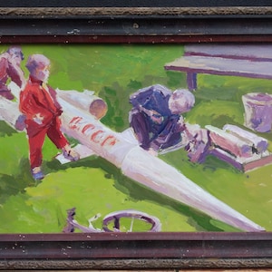 Original oil Painting, Framed Vintage USSR painting,Socrealism Artwork, Ukrainian Artist Knyshevsky,One of kind