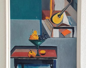 Cubism oil painting,Original absract Vintage Modernism artwork,European art,Abstract artist,One of kind