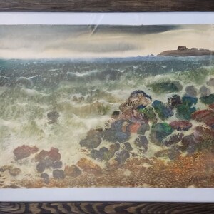 Original watercolor,Framed Large Seascape,Ukrainian Artist,European fine art,Sea Painting,One of kind