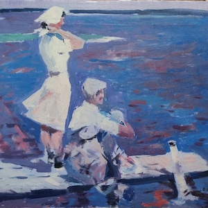 Original oil Painting, USSR Vintage Socrealism Artwork,Ukrainian artist,Artist Knyshevsky,One of kind