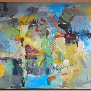 Abstract Oil painting,Framed original artwork,Artist Kryukov,Ukrainian artist,One of kind