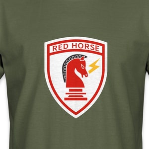 US Air Force Red Horse Shield T-Shirt - Veteran Owned