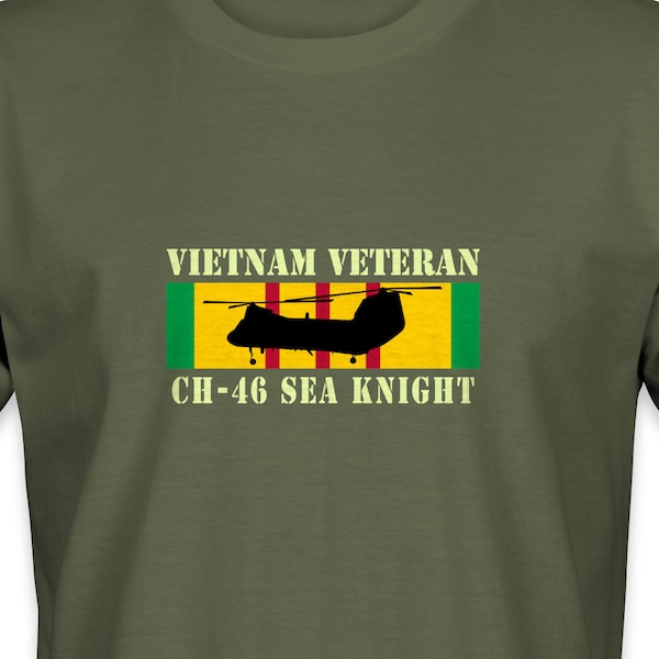 CH-46 SEA Knight Vietnam Veteran T-Shirt - Large Emblem - Veteran Owned Business