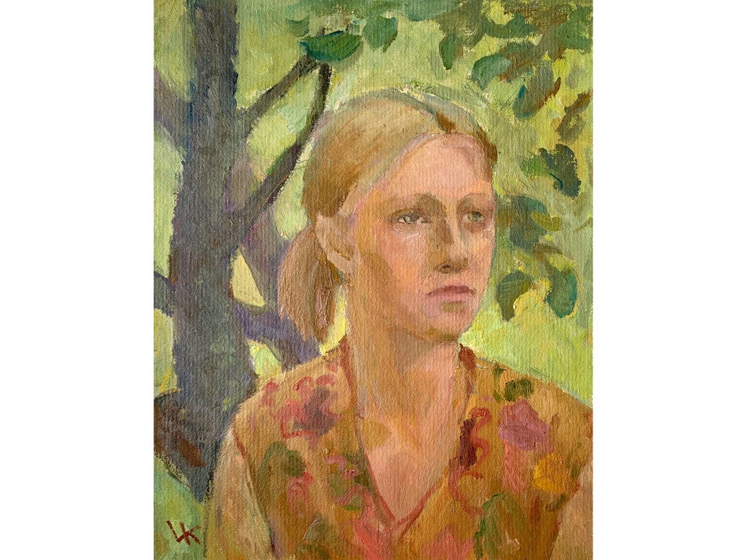 VINTAGE GIRL PORTRAIT Female Figure Original Oil Painting Woman With ...