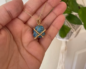Blue Apatite Geode Necklace