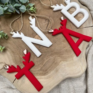 Reindeer initials | Antler letters | Christmas ornament | Christmas tree decor | Present Toppers | Christmas baubles | initial baubles |
