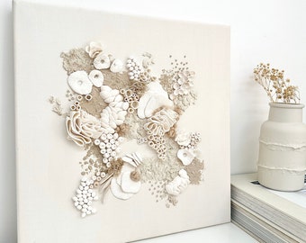 Neutral Coral Reef Art | Unique Canvas Art | Wall Art | 3D coastal Art | Coastal Decor for Homes | Texture Wall Art | Modern Canvas Art |