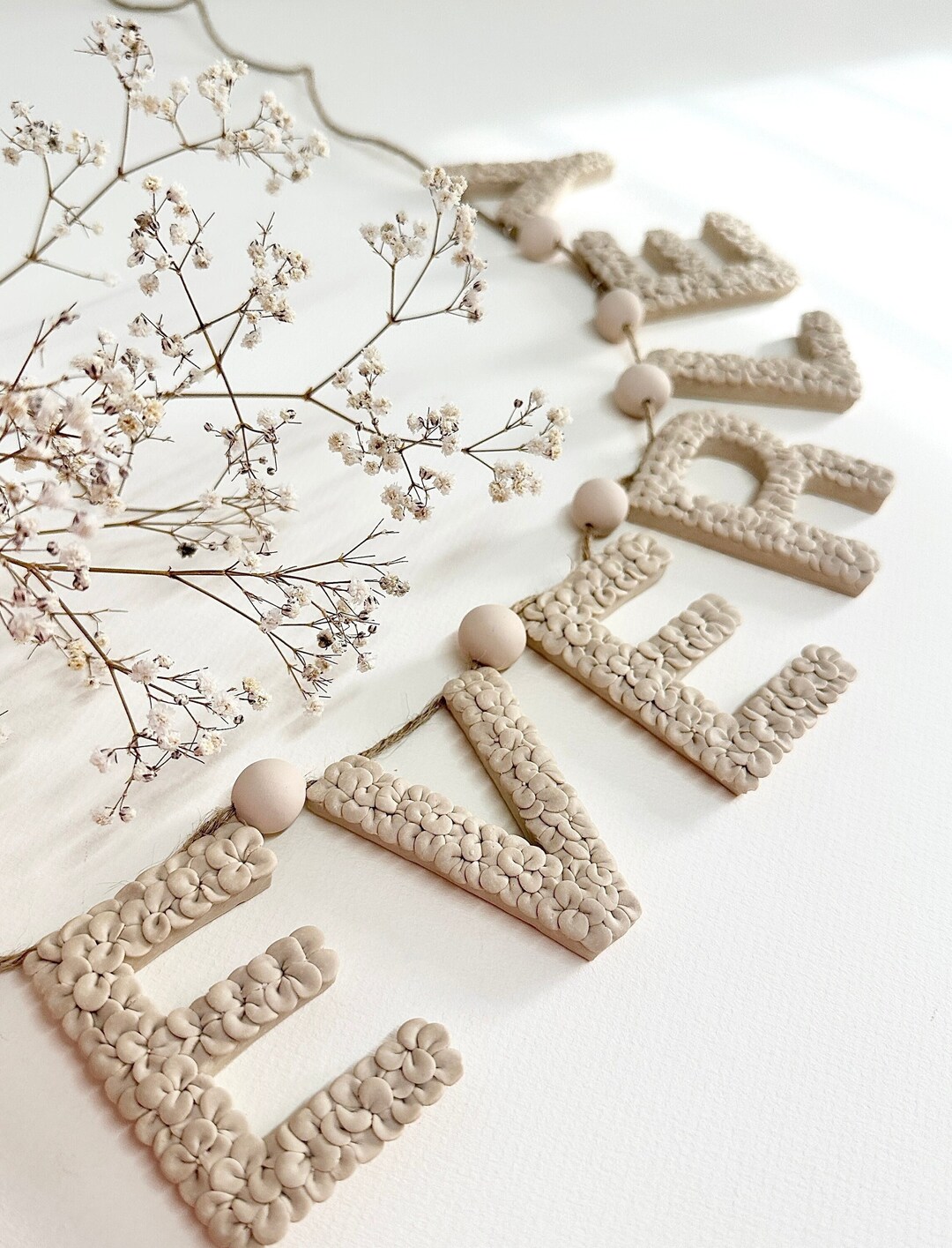 Personalised Name Garland Name Bunting Floral Letters Nursery Decor Kids Bedroom Shelf Decor