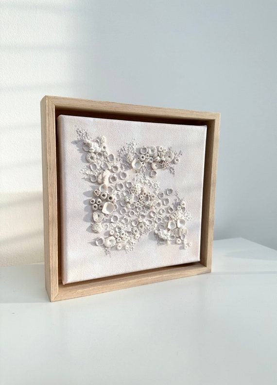 Bloomreef 03 | Coral Reef Art | Small Framed Artwork | Modern Coastal Artwork | Colourful 3D Art | Textured Canvas Art | Pink Framed Art