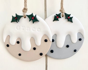 Adorno de pudín de Navidad / Adorno para árbol de Navidad / Decoración navideña / Decoración de pudín de Navidad / Bolas navideñas / Decoraciones para árboles