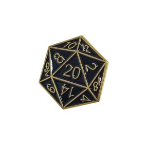 D&D Dungeons and Dragons Badge "D20 Gold Badge" Enamel Pin Brooch Badge