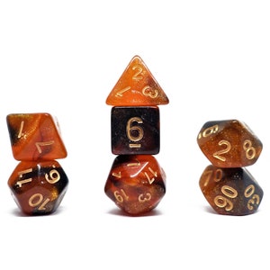 Volcano | Glitter Star Galaxy Dice Set Nebula Glitter Dice Tabletop Dungeons and Dragons Critical Role Gifts for Geeks