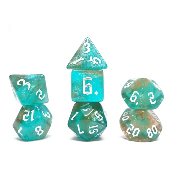 Elven Wine | Glitter Dice Dungeons and Dragons D&D Dice Set Green Teal Starry Sparkly Glitter Galaxy Dice Critical Role Gifts for Geeks