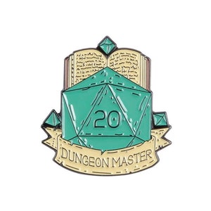 D&D DnD Dungeons and Dragons Badge "Dungeon Master" D20 Enamel Pin Brooch