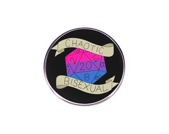 D&D Dungeons and Dragons Badge "Chaotic Bisexual" Enamel Pin Brooch Badge Gifts for Geeks Nerdy Critical Roll