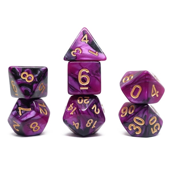 Potion of Mind Reading | D&D DnD Dice Purple Black Marble Dice Polyhedral Multi Coloured Blended Dice Tabletop Games