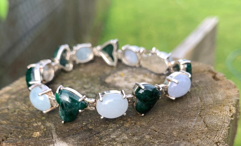 Natural Guatemalan Grade A 4 Color Hearth Jadeite Bracelet