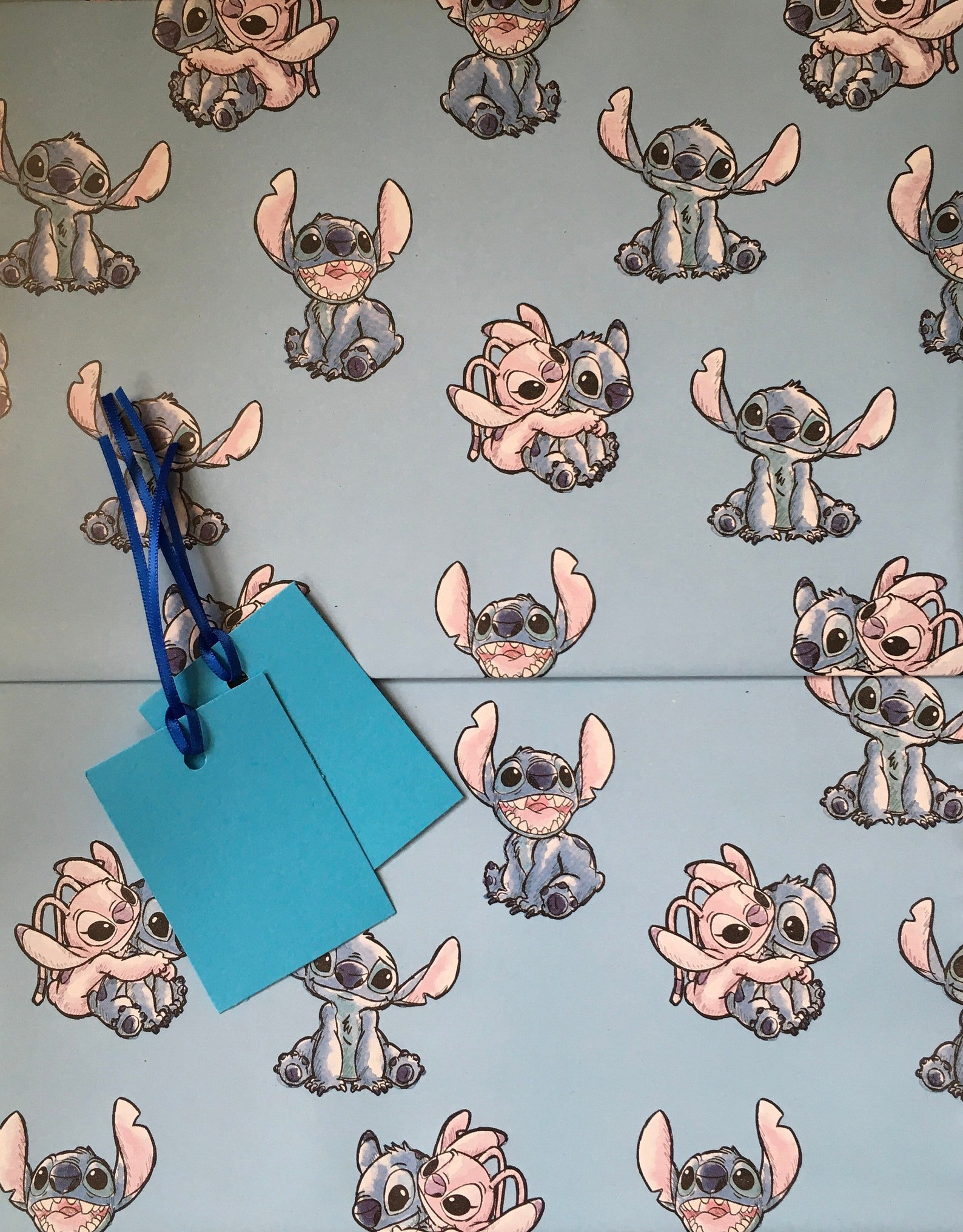 Disney Stitch & Angel Inspired Gift Wrap Blue Wrapping Paper 2 Etsy