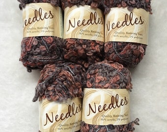 Bundle 5 x 50g Chunky Balls Wool Yarn Knitting Crochet Needles Warm Brown Shades Fleck Bobbles Fancy