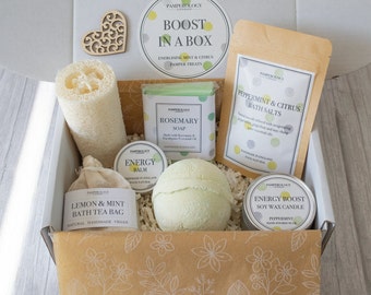 Luxury Energising Bath Set with Natural Loofah | Birthday Pamper Box | Thank You Gift | Get Well Gift | Pamper Gift Box