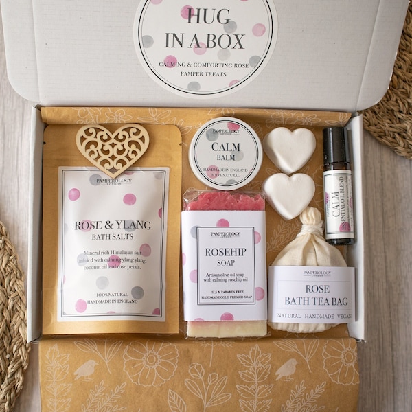 Rose Aromatherapy Pamper Box | Calm Balm | Birthday Letterbox Gift | Cheer Up Gift Box | Thinking of You | Pamper Gift Box