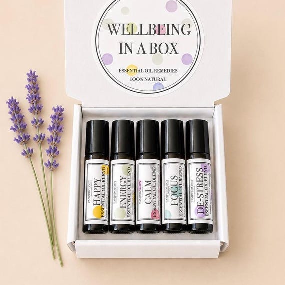 Essential Oil Roller Gift Set: Aromatherapy Self Care Kit, Care Package