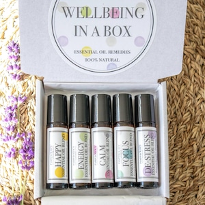 Aromatherapy Essential Oil Roller Gift Box: Natural Vegan Wellbeing Self Care Gift