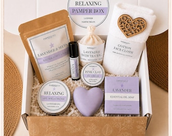 Luxury Lavender Spa Gift Box:  Aromatherapy Pamper Hamper, Self Care Box