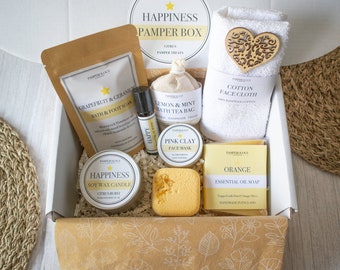 Luxury Happiness Pamper Gift Box | Aromatherapy Pamper Box | Birthday Gift | Self Care Gift | Thank You Gift | Essential Oils