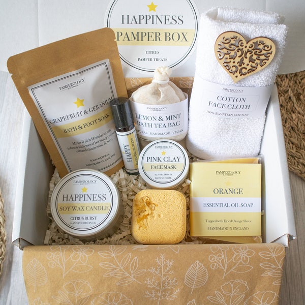 Luxury Happiness Pamper Gift Box | Aromatherapy Pamper Box | Birthday Gift | Self Care Gift | Thank You Gift | Essential Oils