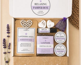 Lavender Aromatherapy Spa Gift Box: Relaxation Gift Set, Self Care Kit