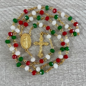 Catholic Prayer Christmas Rosary. Green and Red Rosary. Christmas rosary, Holiday Rosary, Red and green rosary, Italian Rosary, Italian Flag