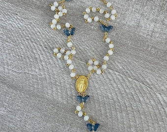 Collana rosario piccola rotonda colorata in oro 18 carati, medaglia di Gesù Bambino multicolore alla moda - Italia