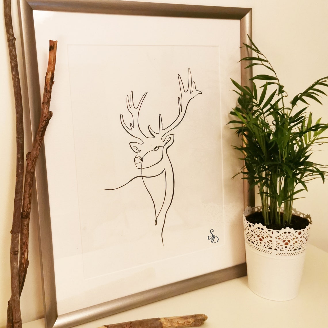 Single Line Drawing, Stag, Minimal Print Design for Home Decor - Etsy