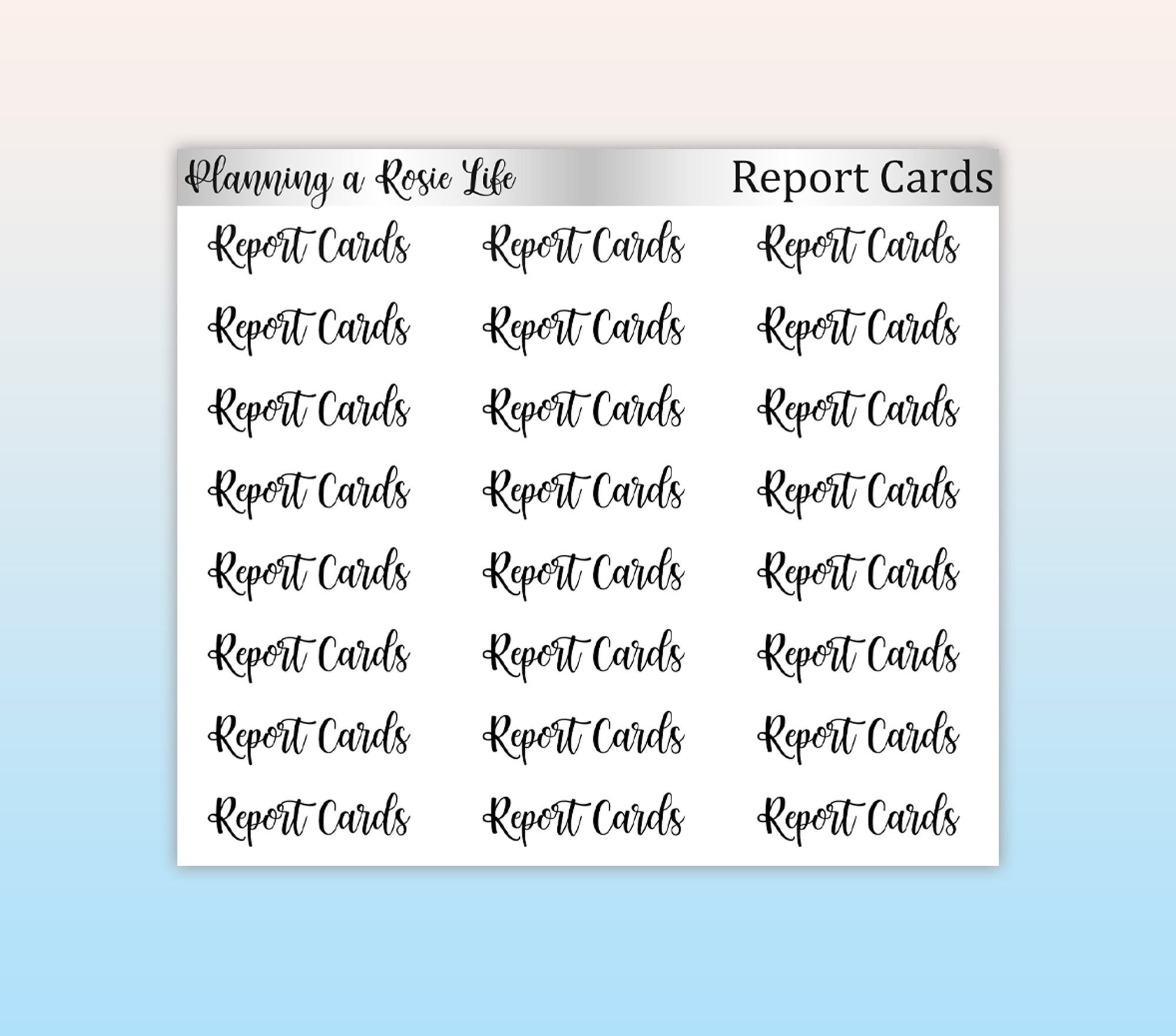 Report Cards Script Stickers, Teacher Stickers, School Stickers - Etsy