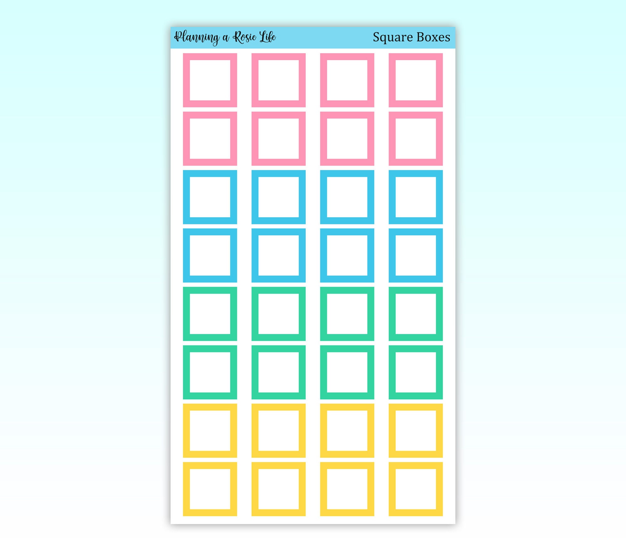 Square Box Stickers, Colorful Box Stickers, Functional Stickers - Etsy