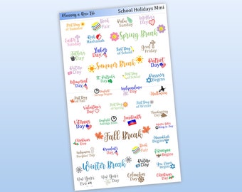 Mini School Holiday Stickers, Teacher/Student Holidays