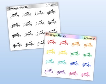 Groomer Icon Stickers, Pet Care, Pet Lover Stickers, Pet Parent Stickers
